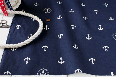 綿　11号帆布（ハンプ）　イカリ　ネイビー　の商品イメージ画像