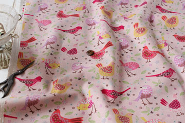 YUWA　綿麻　Forest bird　ピンク の商品イメージ画像