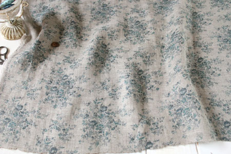YUWA 麻（リネン）ダブルガーゼ エアタン仕上 Garden ブルー の商品イメージ画像