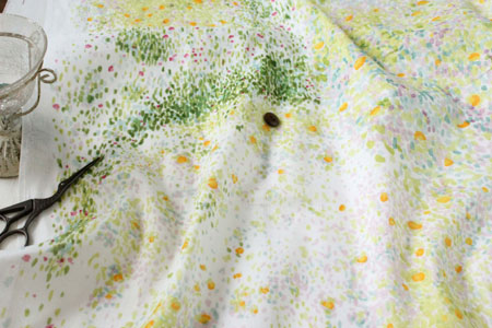 綿（コットン）ダブルガーゼ　BIRDS EYE by naniIRO　N:いぶきグリーン の商品イメージ画像