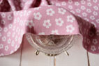 綿（コットン）ジャガードニット　お花　ピンク の商品イメージ画像