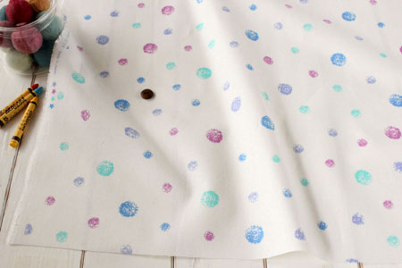 綿麻（コットンリネン） キャンバス　ルシアン　POP`N KIDS　クレヨン　ドット　ブルー の商品イメージ画像