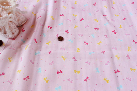 ルシアン　綿（コットン）ダブルガーゼ　りぼん　ピンク の商品イメージ画像