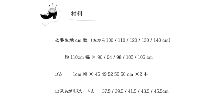 作品見本（ギャザースカート）の材料