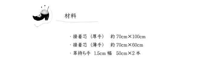 作品見本（パニエバッグ）の材料表示