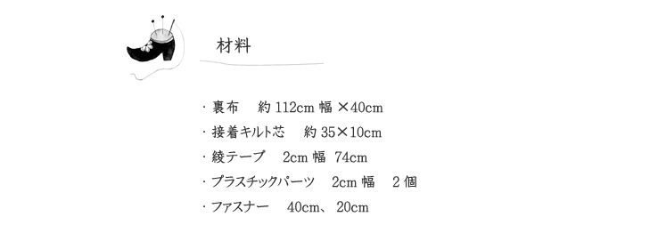 作品見本（リュックサック）の材料