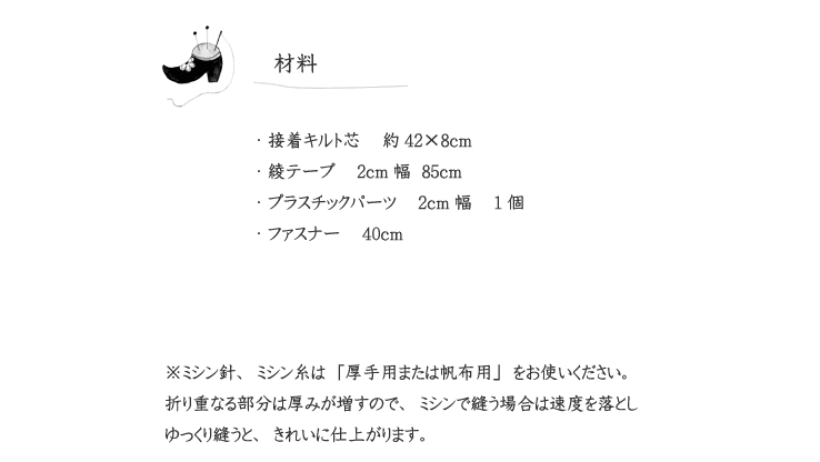 作品見本（ボディバッグ）の材料表示