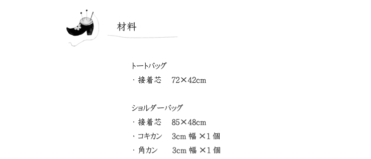 作品見本（トート＆ショルダーバッグ）の材料表示