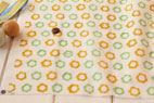 綿（コットン）ダブルガーゼ スマイルフラワー グリーン の商品イメージ画像