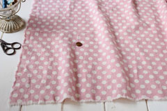 YUWA　綿麻（コットンリネン）ドット　スラブ洗い加工　ピンク　の商品イメージ画像