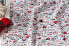 KOKKA　綿（コットン）ダブルガーゼ　car rush　ホワイト の商品イメージ画像
