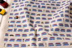 綿麻（コットンリネン）キャンバス　ロンドンバス　ブルー の商品イメージ画像