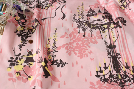 綿（コットン）広幅ブロード　トリシュアハント　by Kayo Horaguchi　フクシァピンク の商品イメージ画像