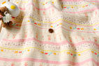 綿（コットン）ダブルガーゼ くまとうさぎ ピンク の商品イメージ画像