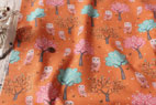 YUWA　綿麻（コットンリネン） Forest owl　オレンジ の商品イメージ画像