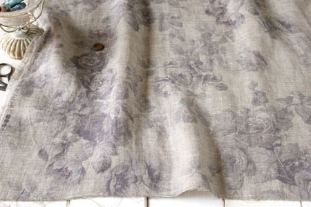 布・生地の販売/通販 takarabako fabrics【YUWA 麻（リネン）ダブルガーゼ エアタン仕上 Graceful パープル】