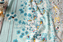 綿（コットン）ローンワッシャー　ハッピーニュース　by Kayo Horaguchi　ブルー の商品イメージ画像