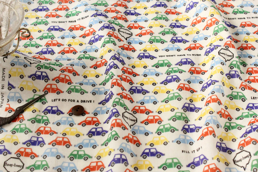 布 生地の販売 通販 Takarabako Fabrics 綿 コットン ダブルガーゼ ドット絵くるま マーブル