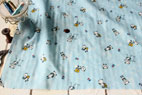 綿（コットン）ダブルガーゼ　パンダ　in Paris　ブルー の商品イメージ画像