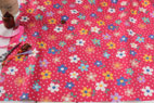 YUWA 綿（コットン）オックス ドットオンフラワー by sunday9am レッド の商品イメージ画像