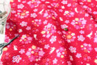 綿（コットン） リップル　花うさぎ　レッド の商品イメージ画像