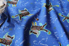 綿麻（コットンリネン） キャンバス　ねこ座　by オレたちひょうげん族　ブルー の商品イメージ画像