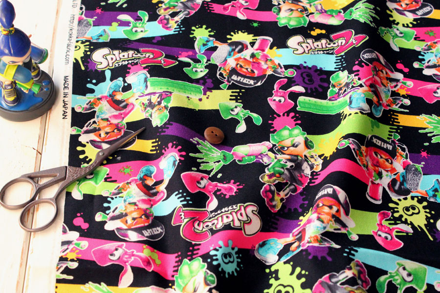 布・生地の販売/通販 takarabako fabrics【KOKKA 綿 オックス スプラトゥーン2 ブラック】