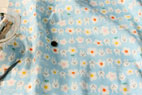 綿（コットン）ダブルガーゼ　うさぎちゃんとお花　ブルー　の商品イメージ画像