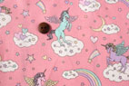 綿（コットン）シーチング　ユニコーン　ピンク の商品イメージ画像