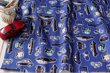 KOKKA　綿（コットン）オックス　クラシックカー　ブルー の商品イメージ画像